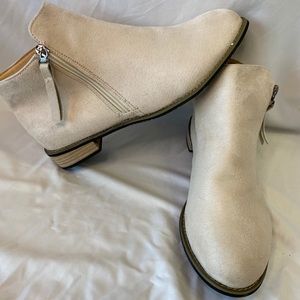 Cream suede ankle boots